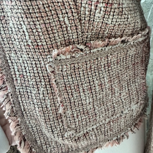 Rebecca Taylor soft Pink Tweed Jacket with Fringe 6 - Picture 2 of 3